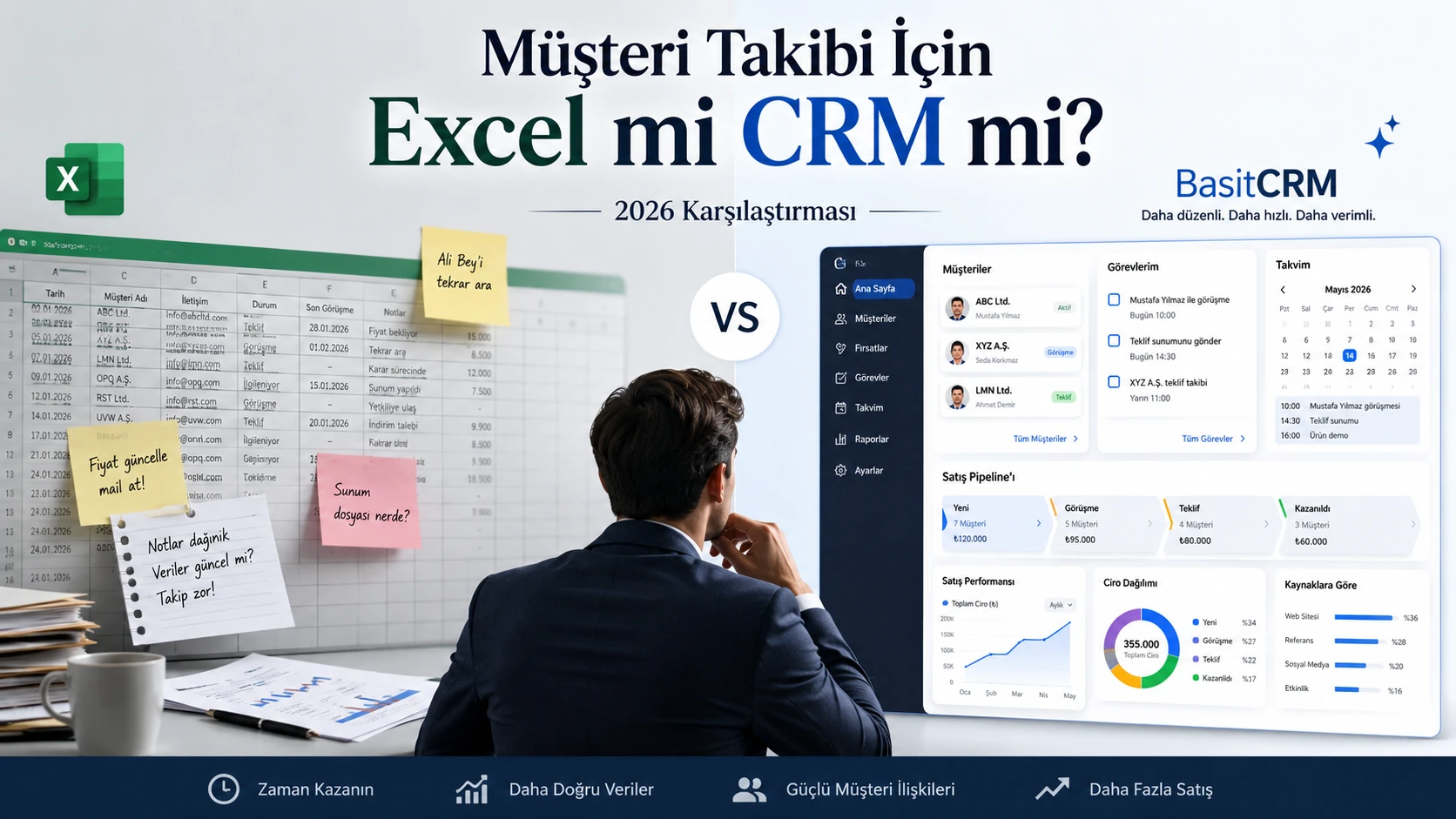 Müşteri Takibi İçin Excel mi CRM mi? 2026 Karşılaştırması